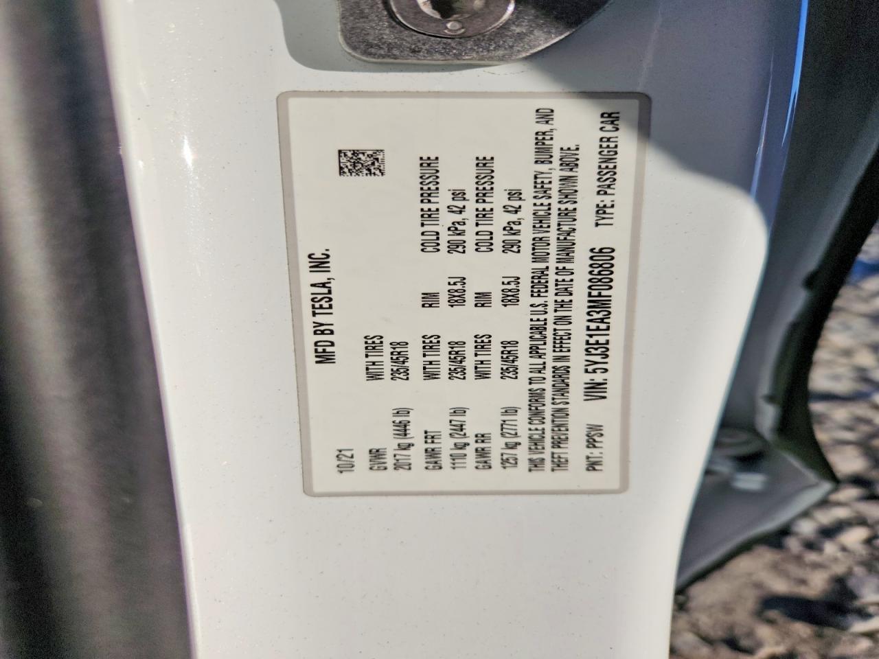 2021 TESLA MODEL 3 photo 12