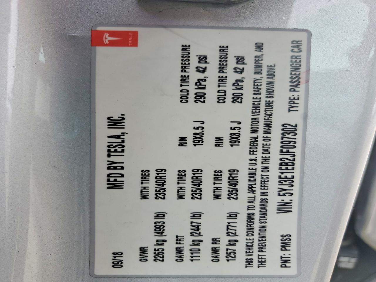 2018 TESLA MODEL 3 photo 12