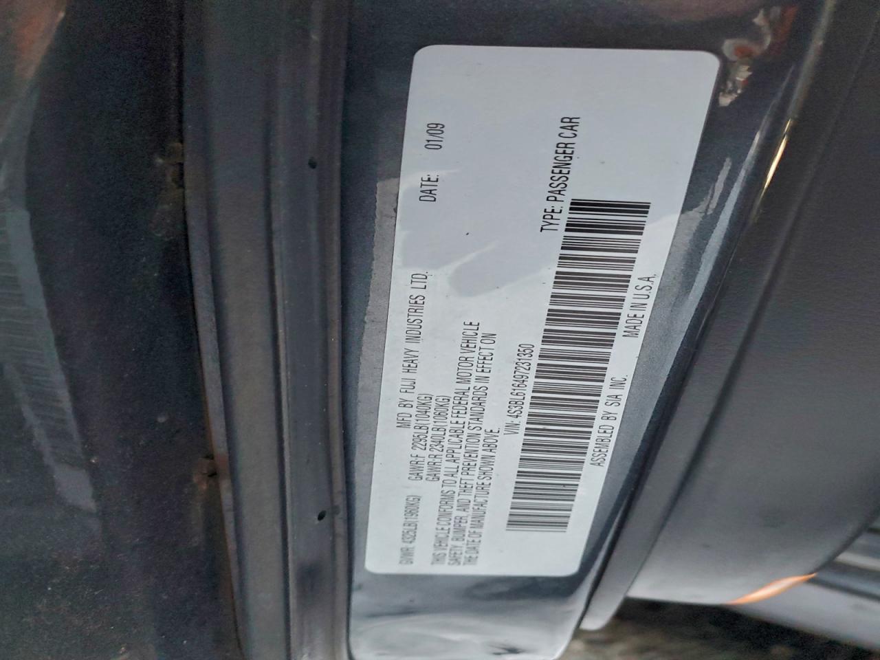 2009 SUBARU LEGACY 2.5I photo 12