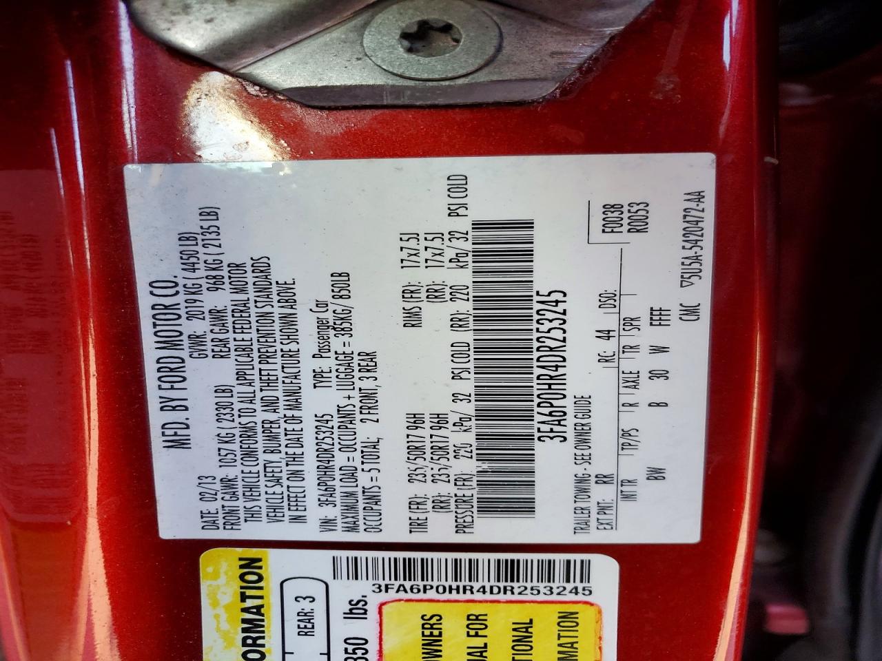 2013 FORD FUSION SE photo 12