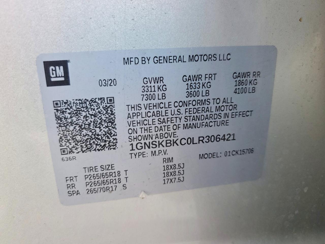 2020 CHEVROLET TAHOE K1500 LT photo 13