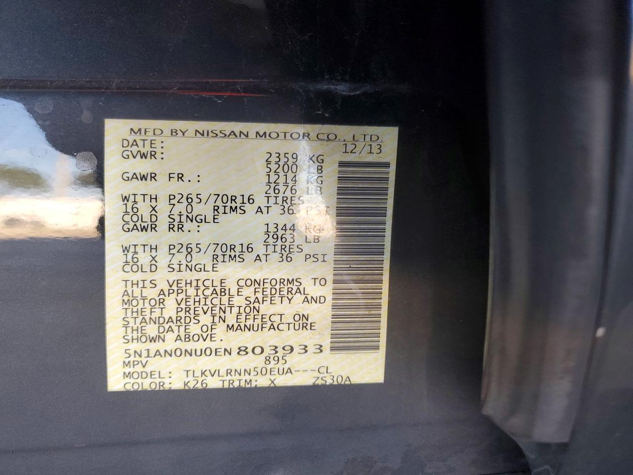 2014 NISSAN XTERRA X photo 13