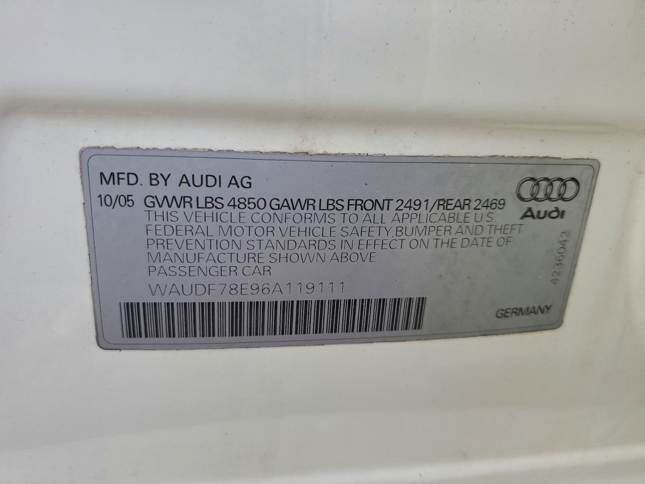 2006 AUDI A4 2.0T QUATTRO photo 12