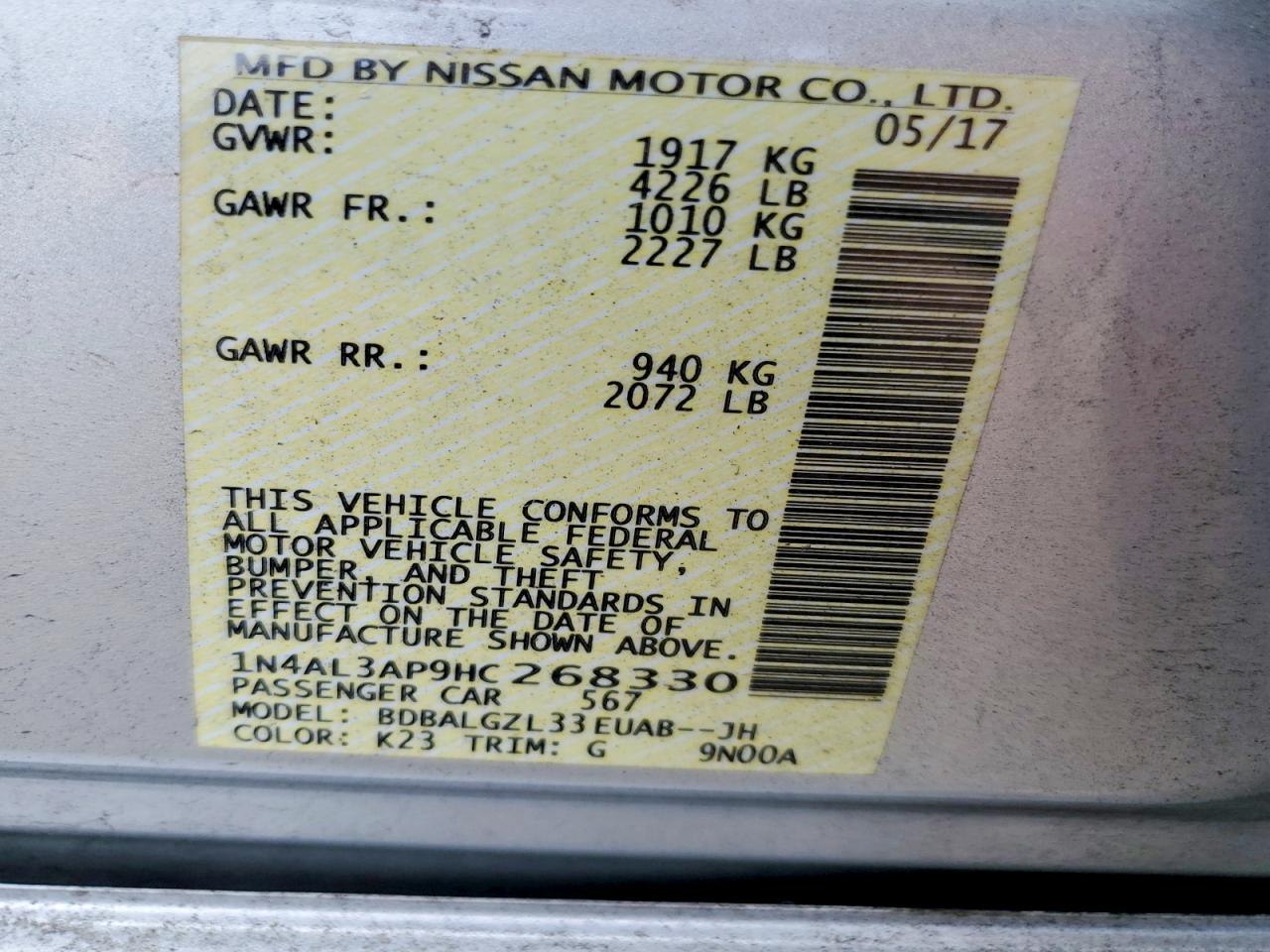 2017 NISSAN ALTIMA 2.5 photo 34