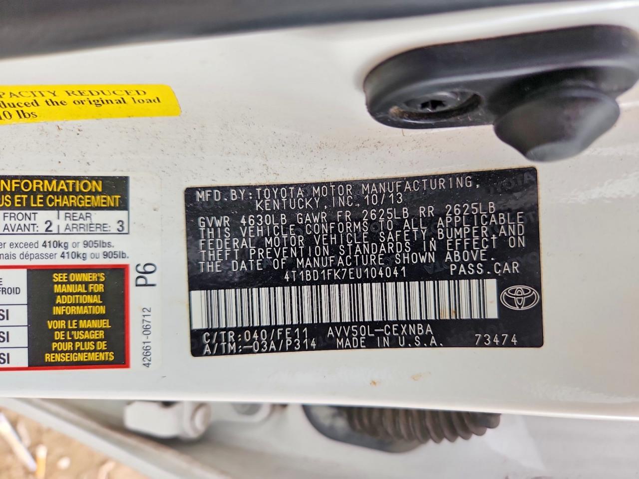 2014 TOYOTA CAMRY HYBRID photo 12