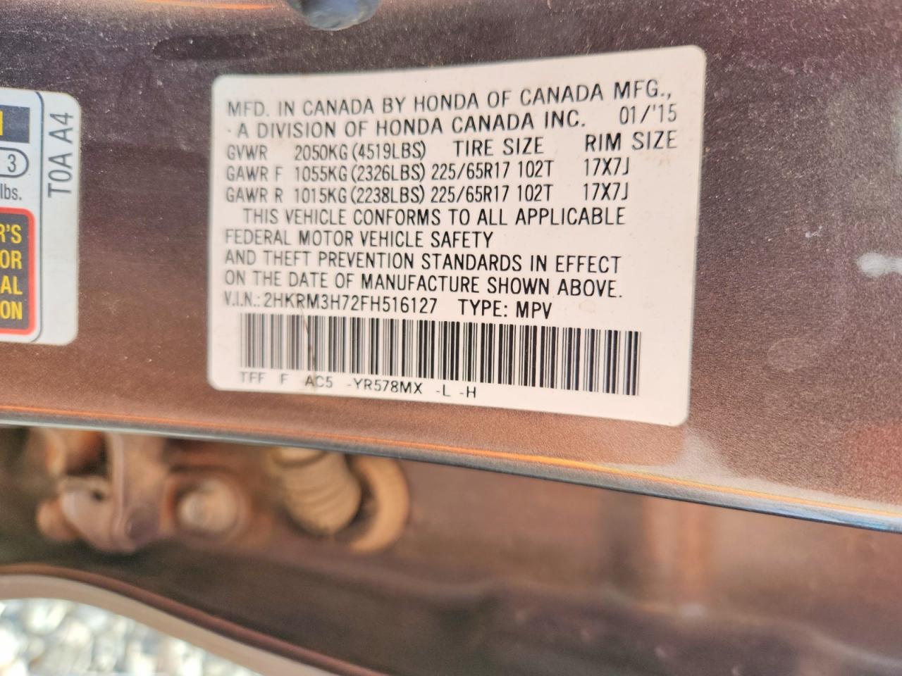 2015 HONDA CR-V EXL photo 13