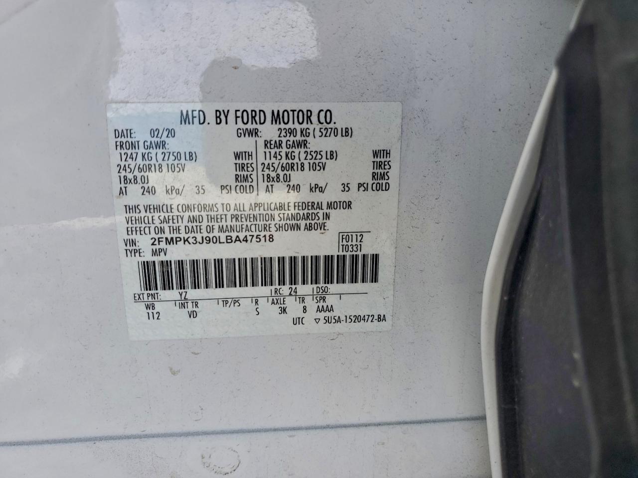 2020 FORD EDGE SEL photo 14