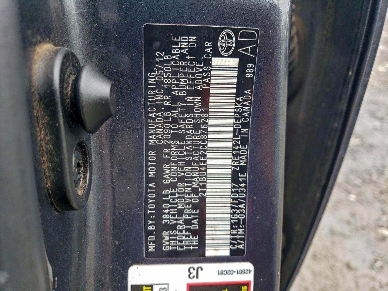 2012 TOYOTA COROLLA BASE photo 23