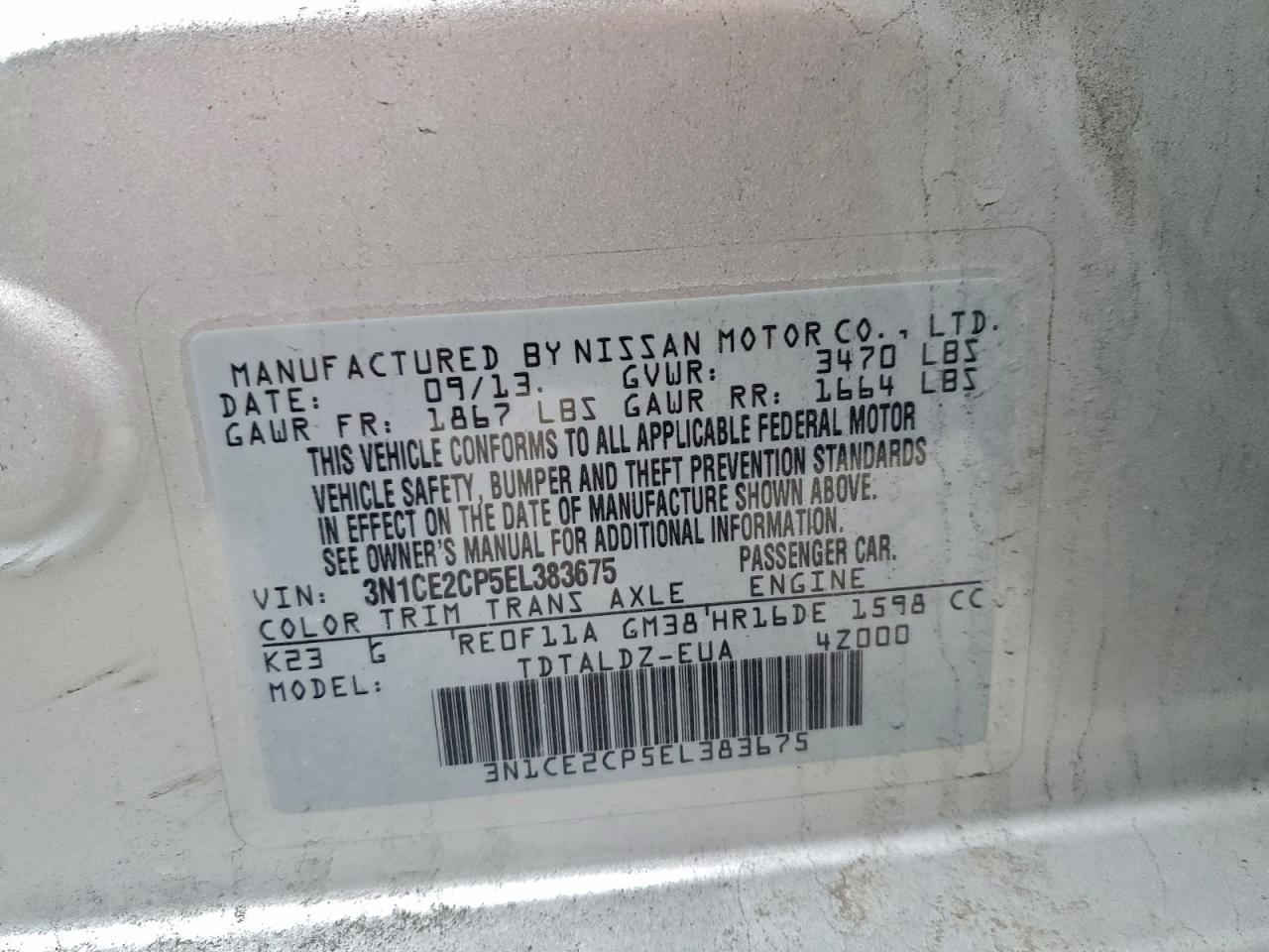 2014 NISSAN VERSA NOTE S photo 12