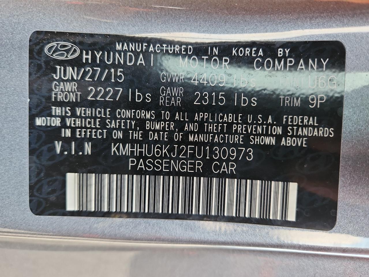 2015 HYUNDAI GENESIS COUPE 3.8L photo 12