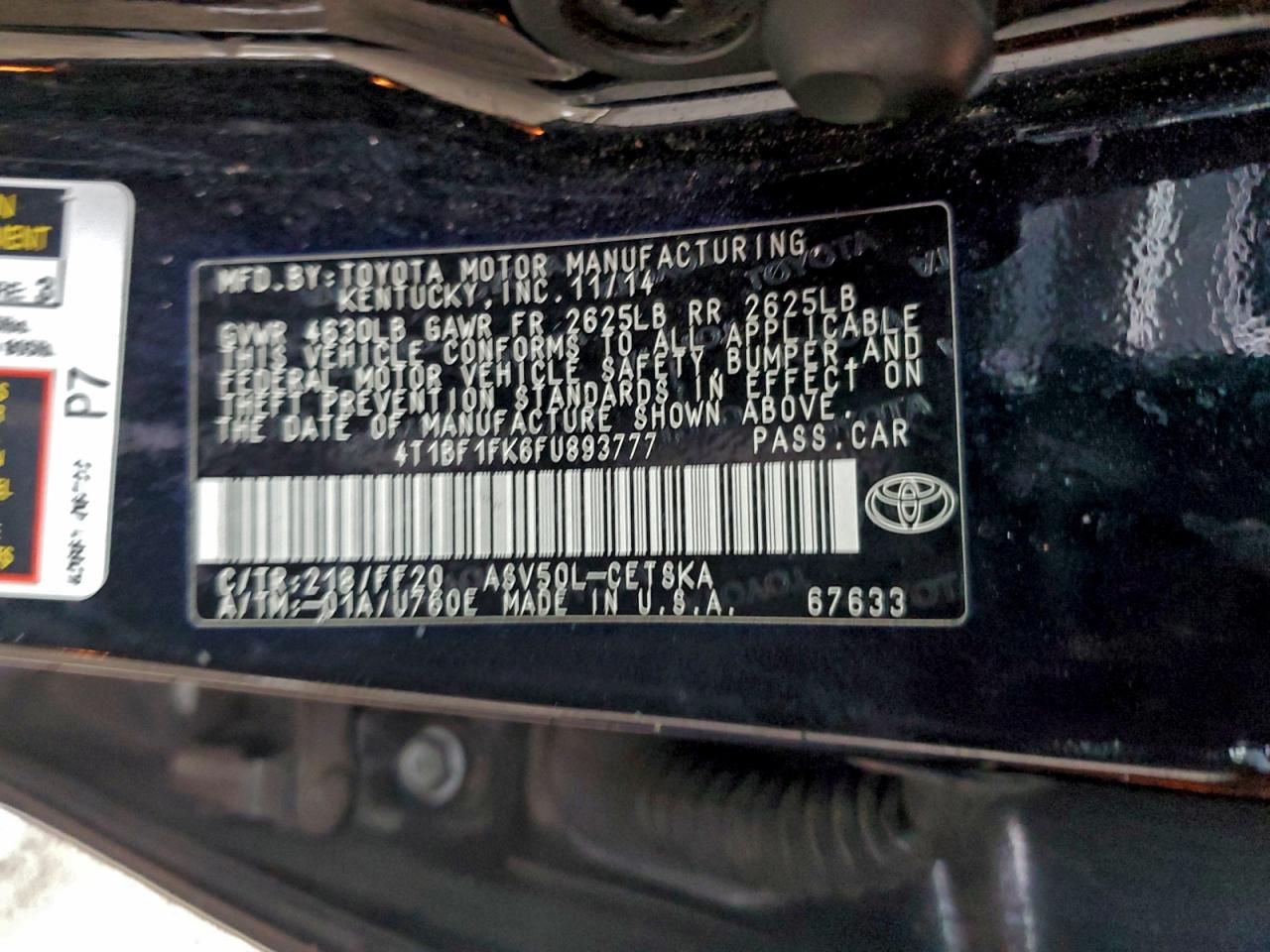 2015 TOYOTA CAMRY LE photo 12