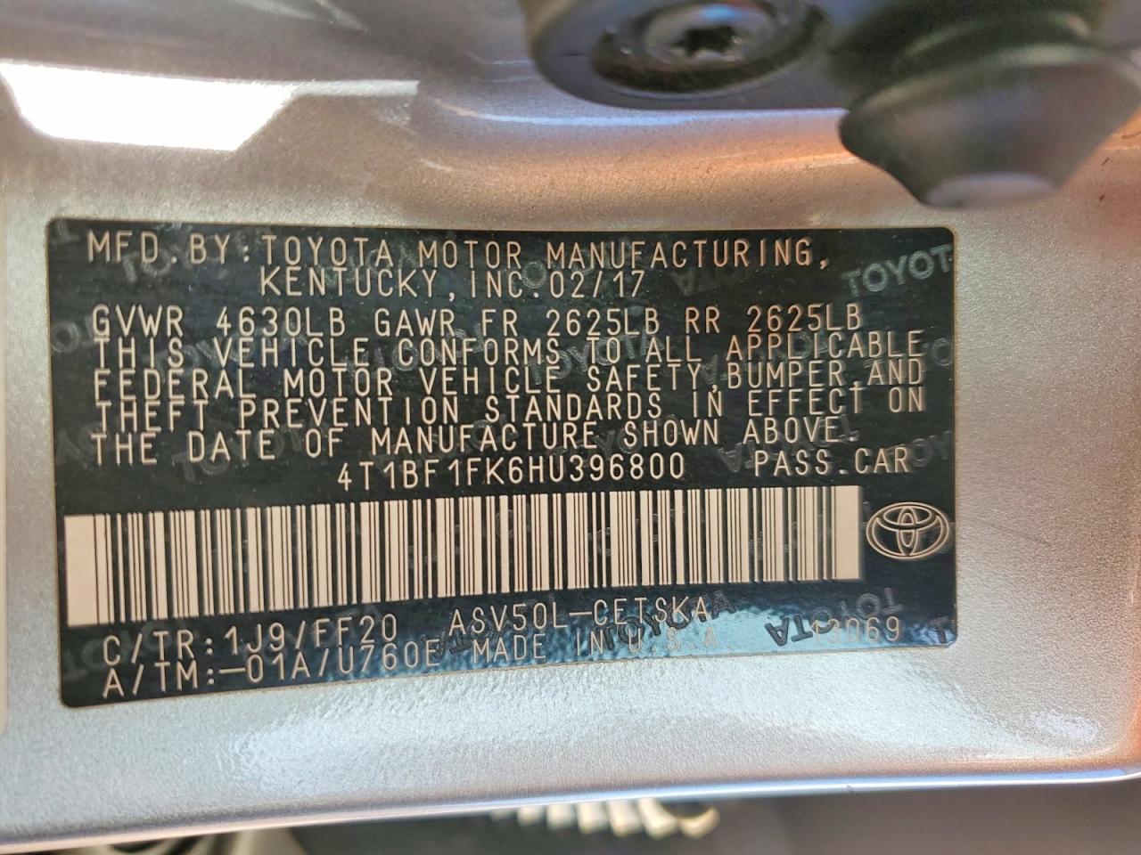 2017 TOYOTA CAMRY SE photo 12