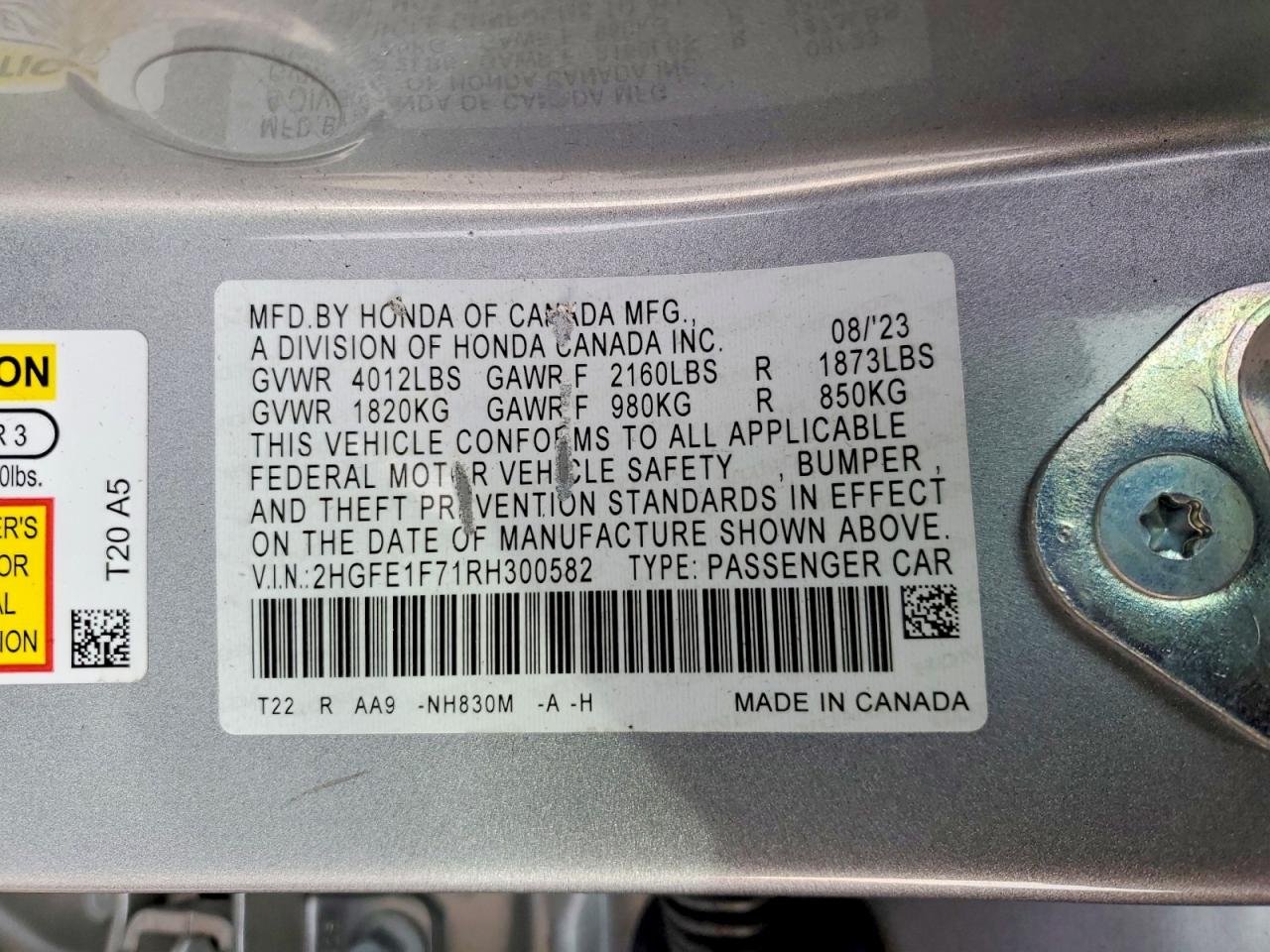 2024 HONDA CIVIC EX photo 23