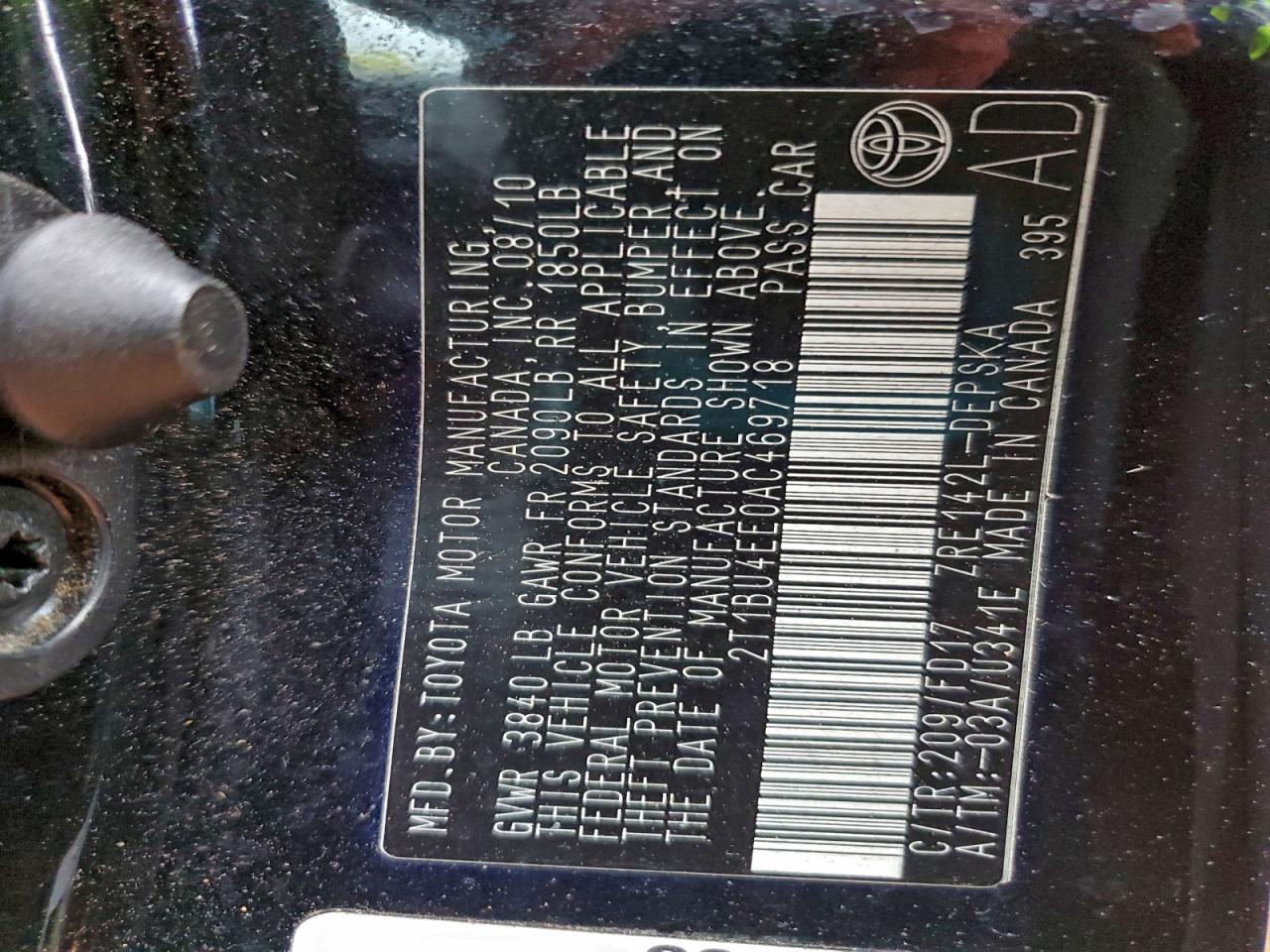 2010 TOYOTA COROLLA BASE photo 12