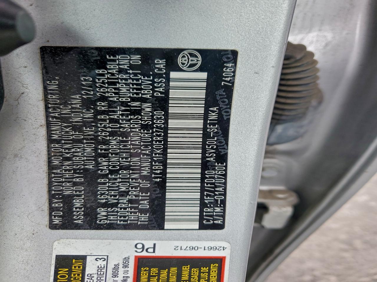 2014 TOYOTA CAMRY L photo 12