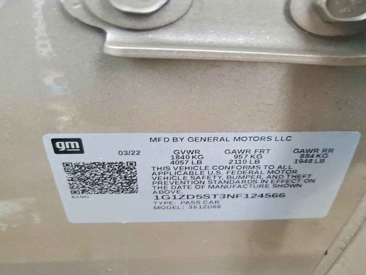 2022 CHEVROLET MALIBU LT photo 12