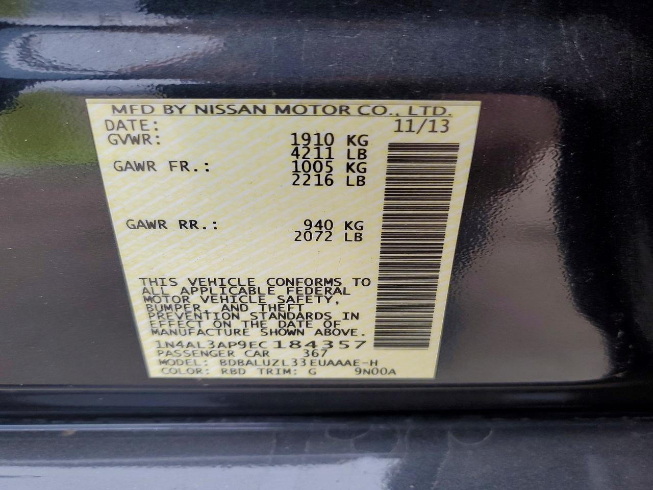 2014 NISSAN ALTIMA 2.5 photo 12