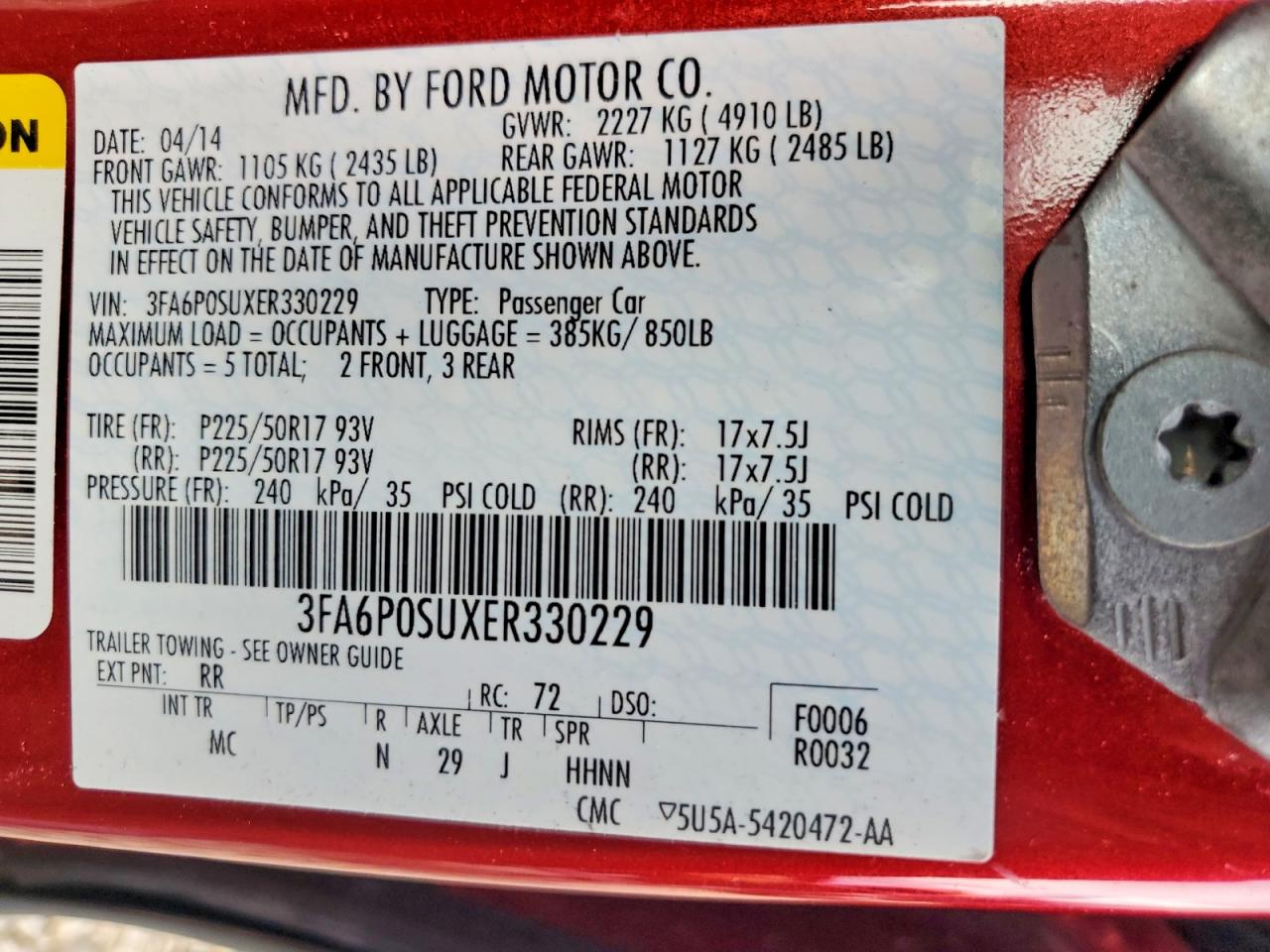 2014 FORD FUSION TITANIUM PHEV photo 12