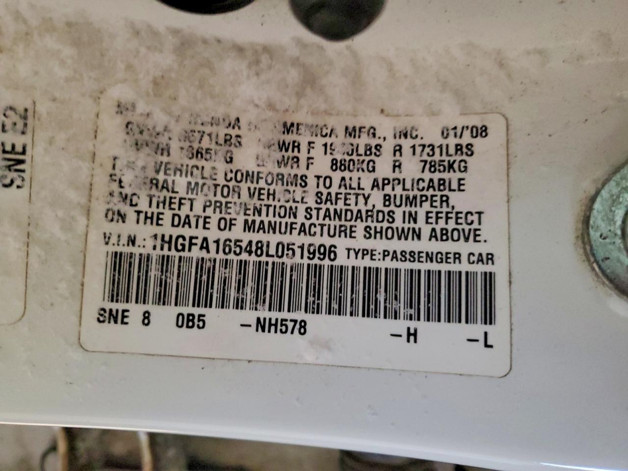 2008 HONDA CIVIC LX photo 12