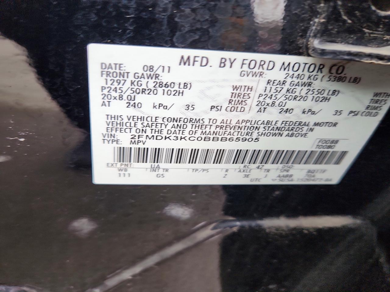 2011 FORD EDGE LIMITED photo 13