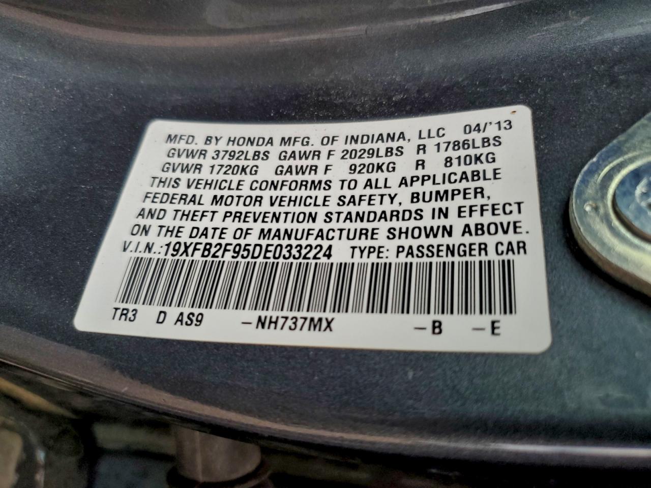 2013 HONDA CIVIC EXL photo 13