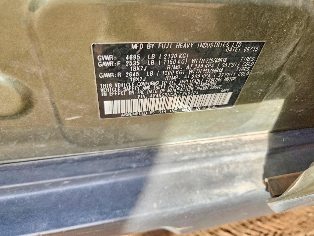 2015 SUBARU OUTBACK 2.5I LIMITED photo 37