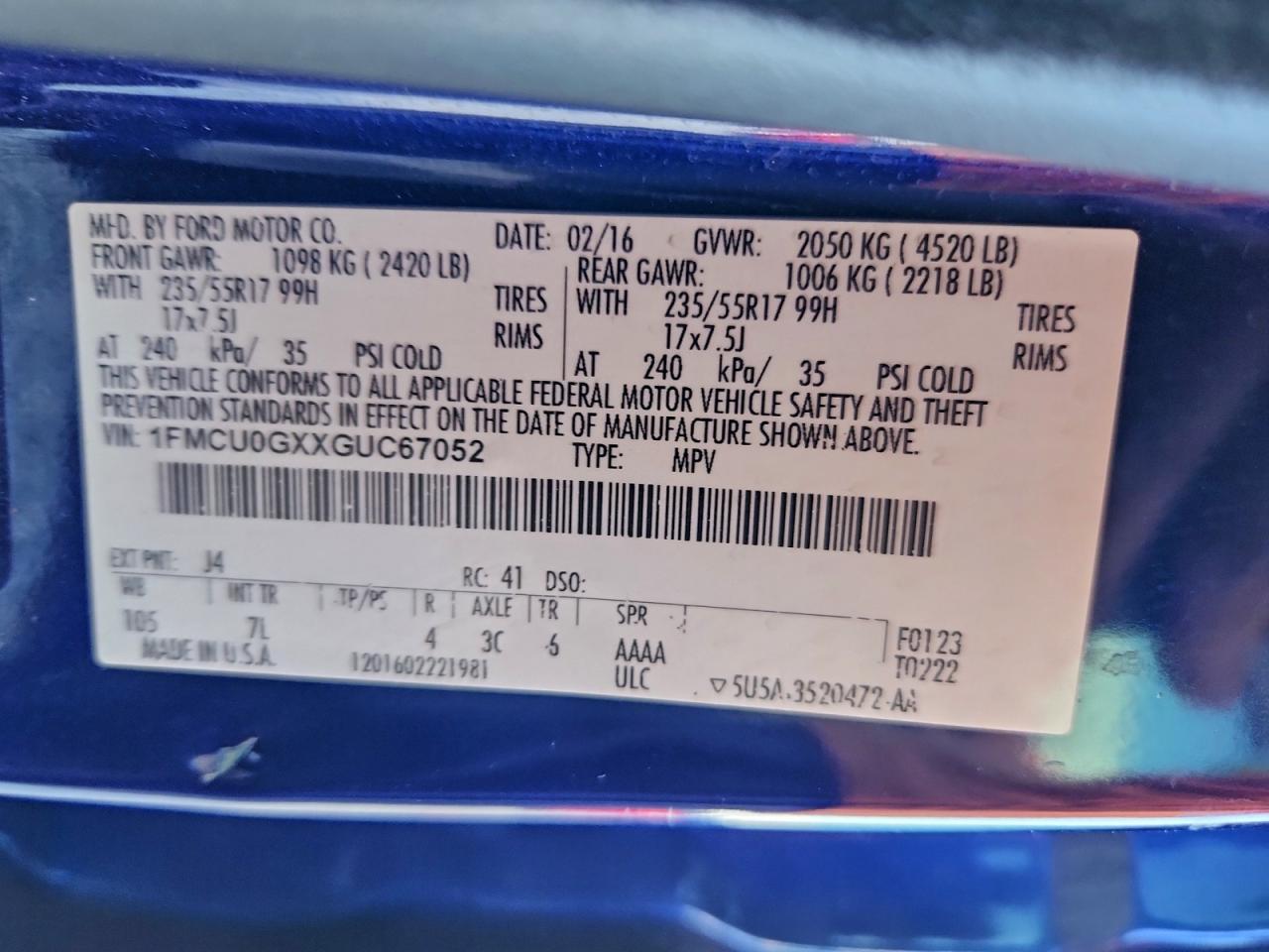 2016 FORD ESCAPE SE photo 13