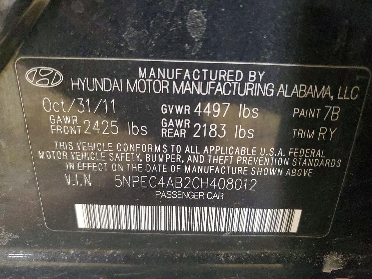 2012 HYUNDAI SONATA SE photo 12