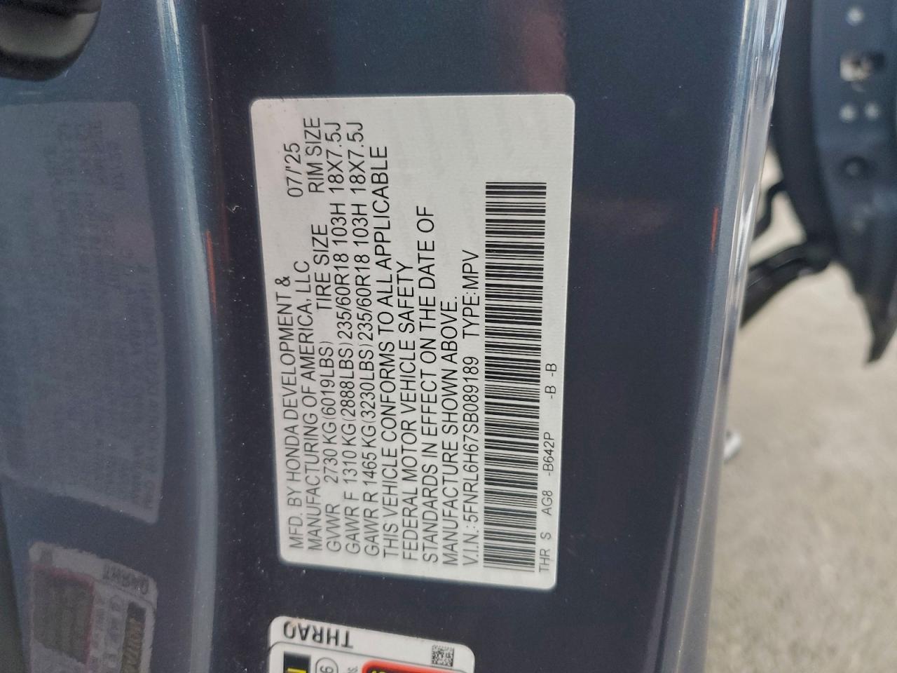 2025 HONDA ODYSSEY EXL photo 14
