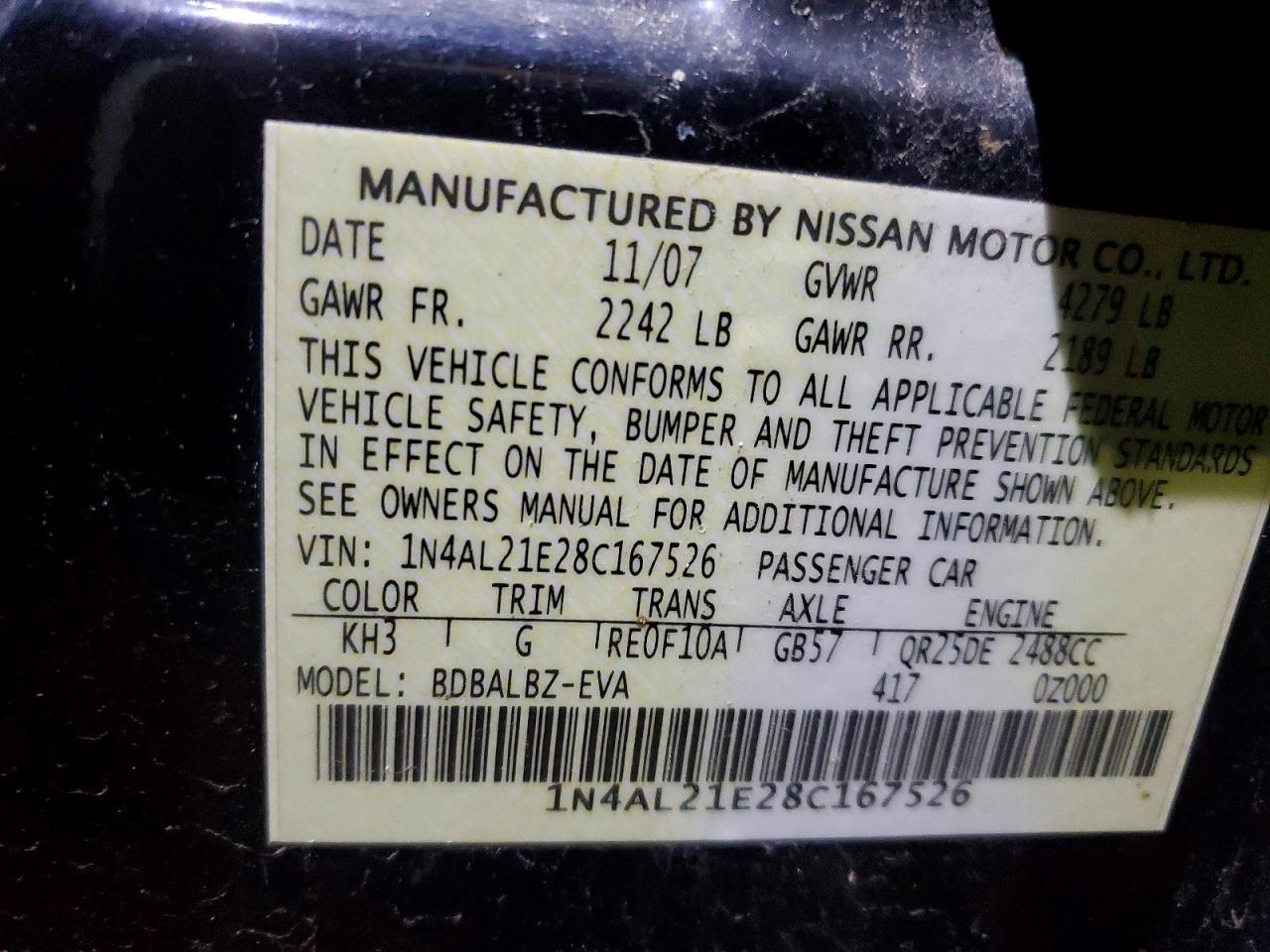 2008 NISSAN ALTIMA 2.5 photo 23