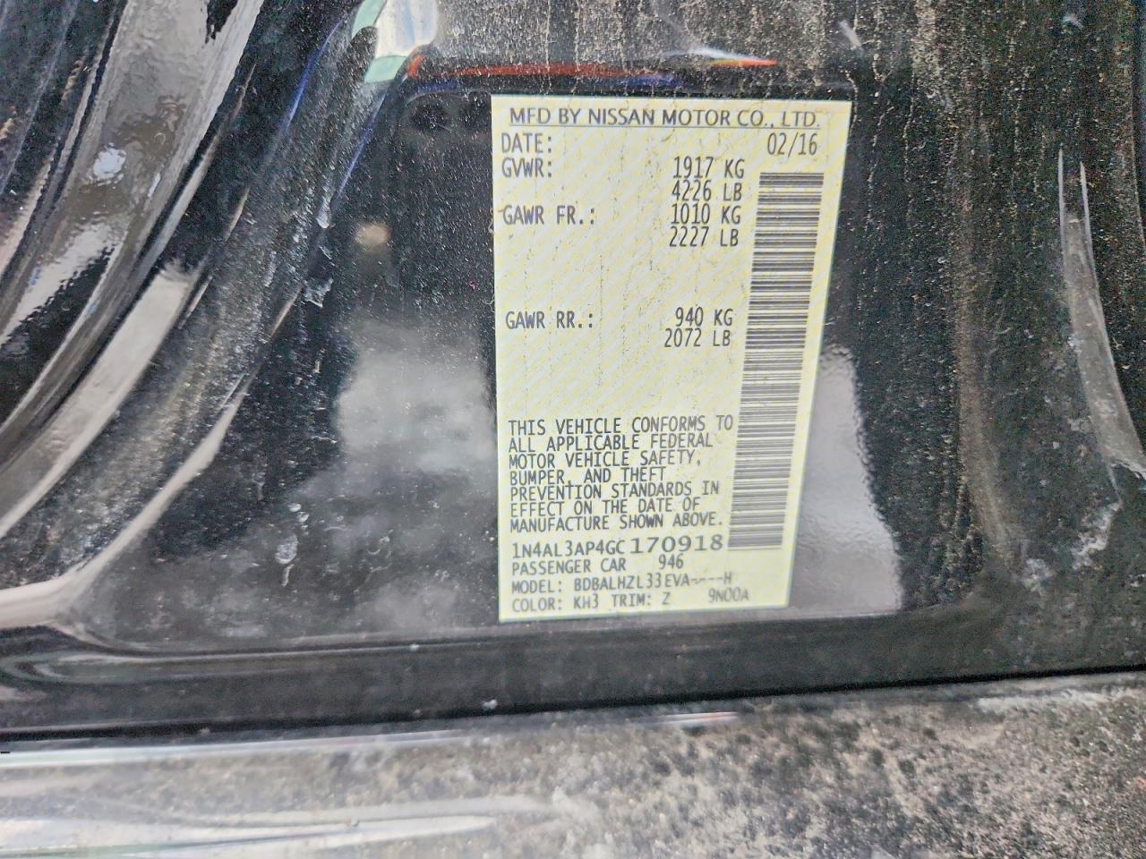 2016 NISSAN ALTIMA 2.5 photo 12