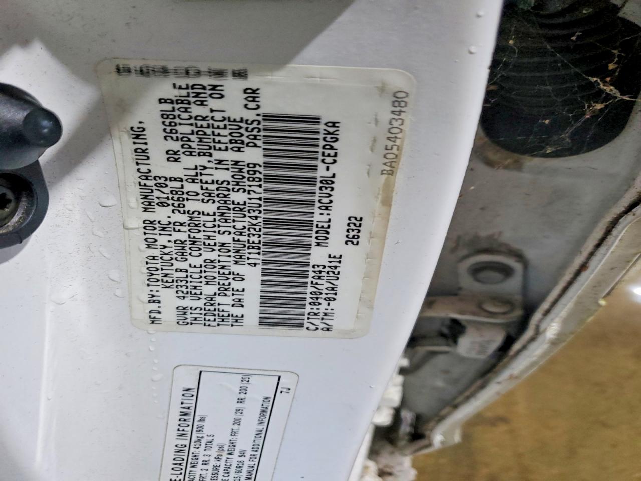 2003 TOYOTA CAMRY photo 34