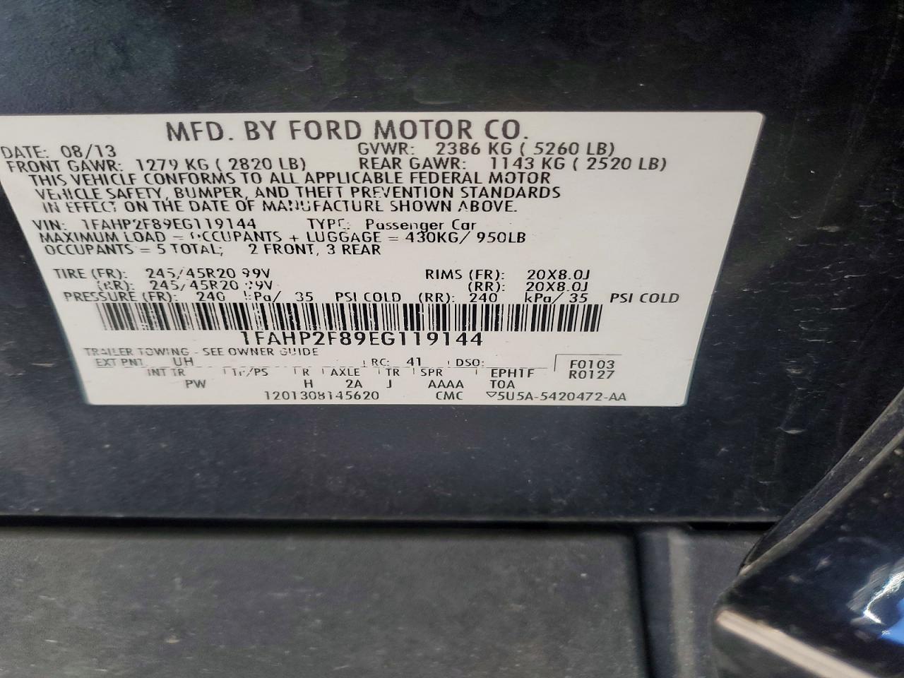 2014 FORD TAURUS LIMITED photo 12