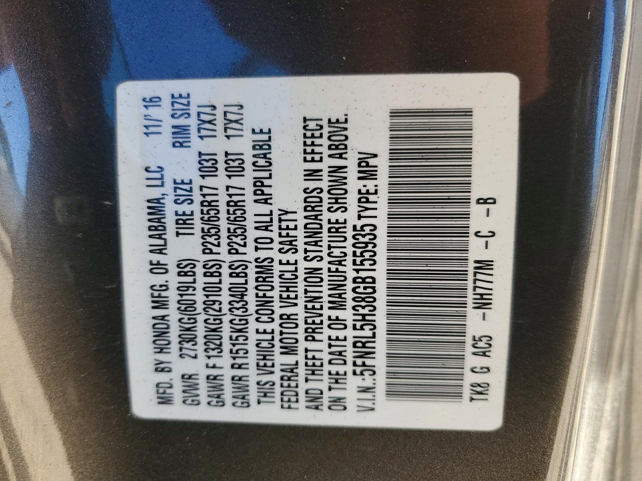 2016 HONDA ODYSSEY SE photo 12