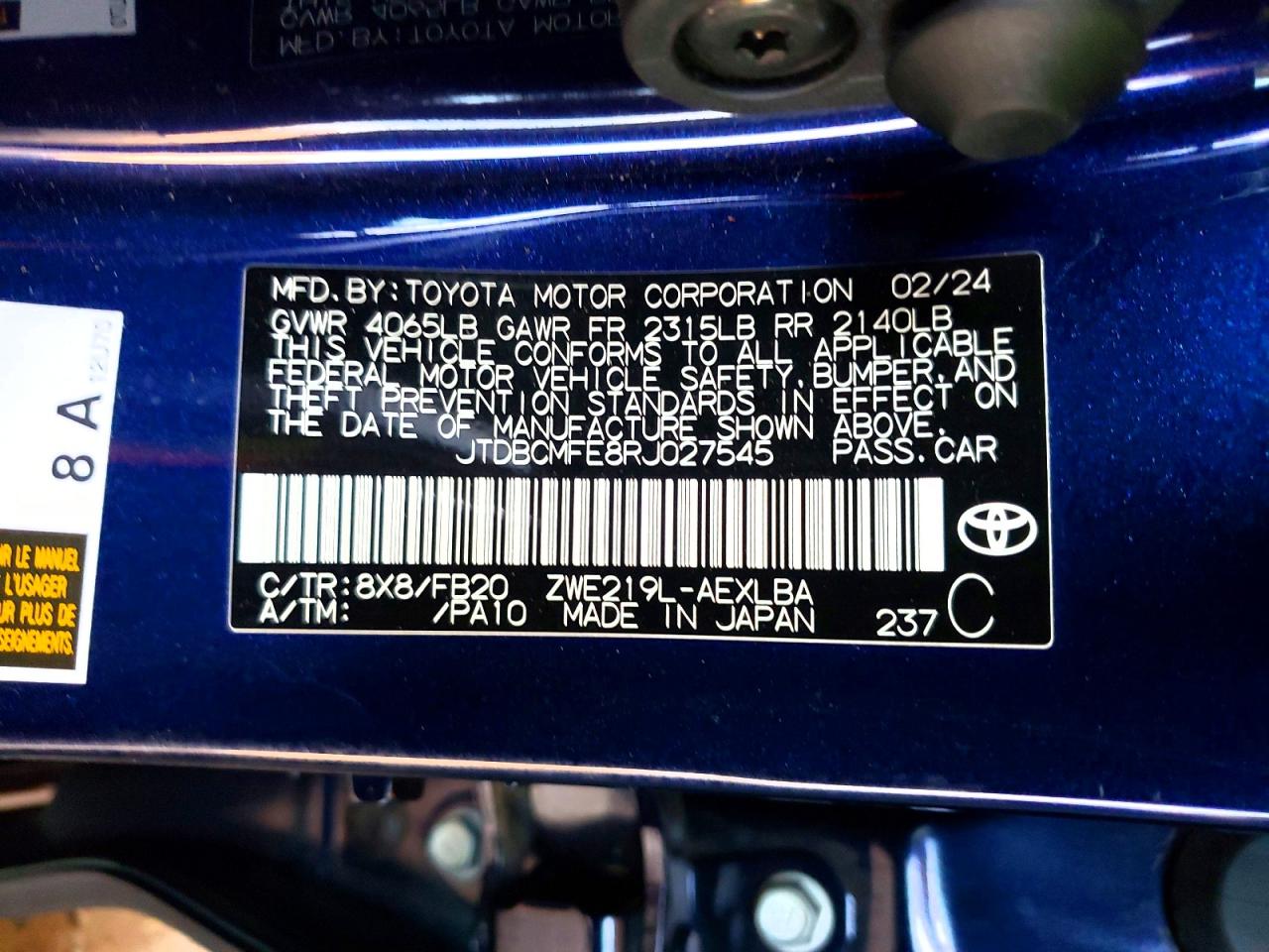 2024 TOYOTA COROLLA LE photo 12