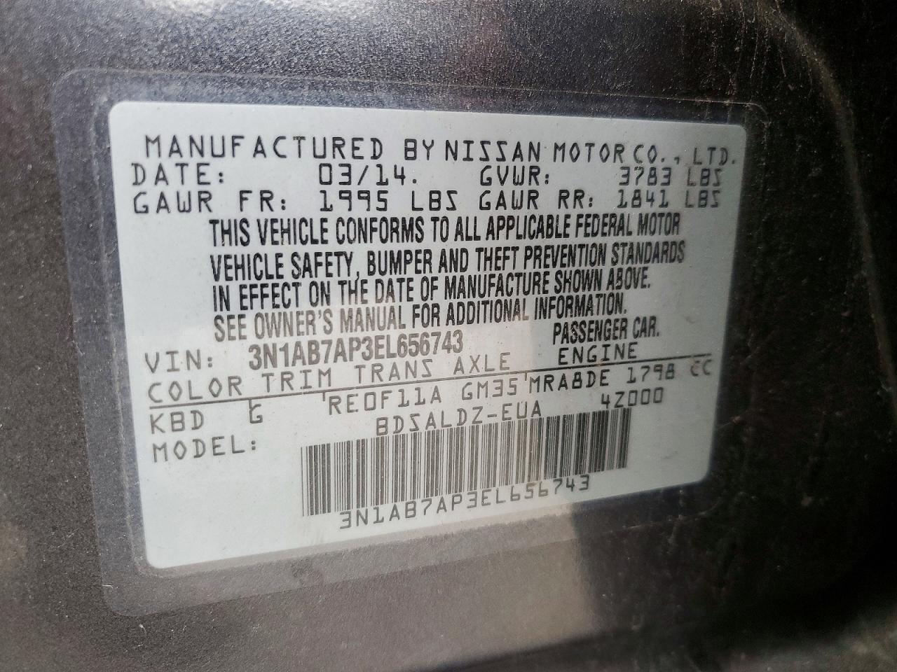 2014 NISSAN SENTRA S photo 13