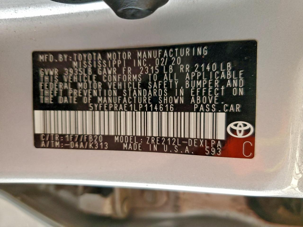 2020 TOYOTA COROLLA LE photo 23