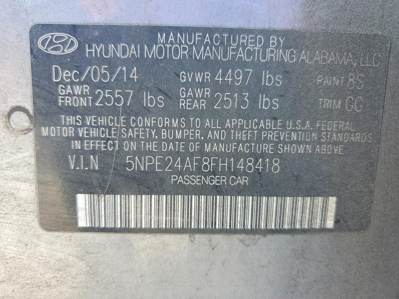 2015 HYUNDAI SONATA SE photo 12
