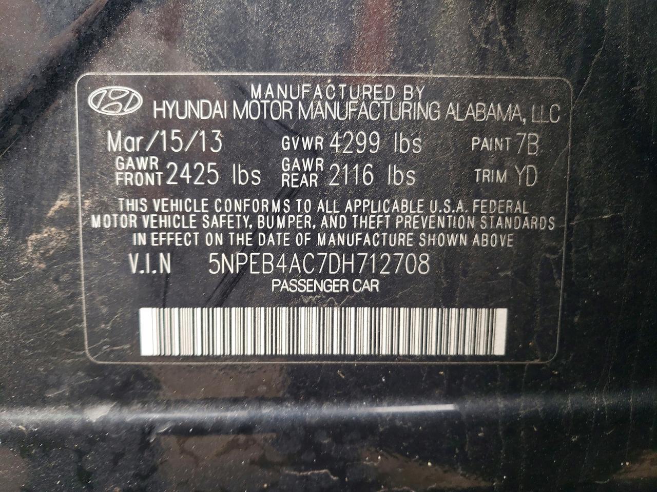 2013 HYUNDAI SONATA GLS photo 13