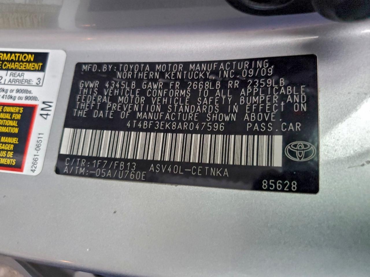 2010 TOYOTA CAMRY BASE photo 12