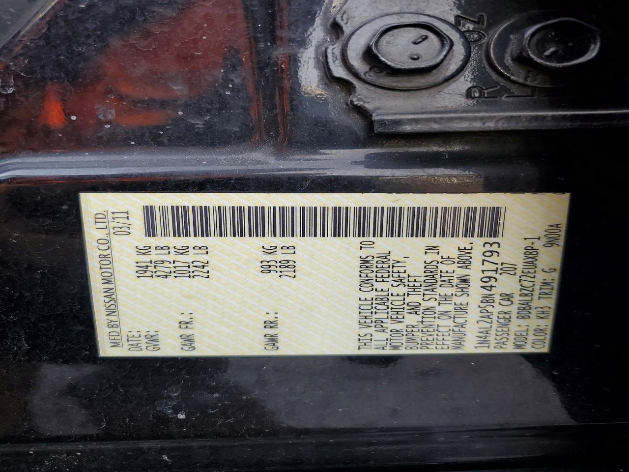 2011 NISSAN ALTIMA BASE photo 12