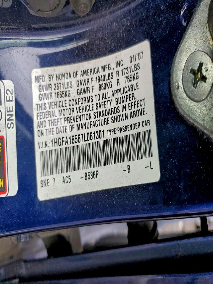 2007 HONDA CIVIC LX photo 12