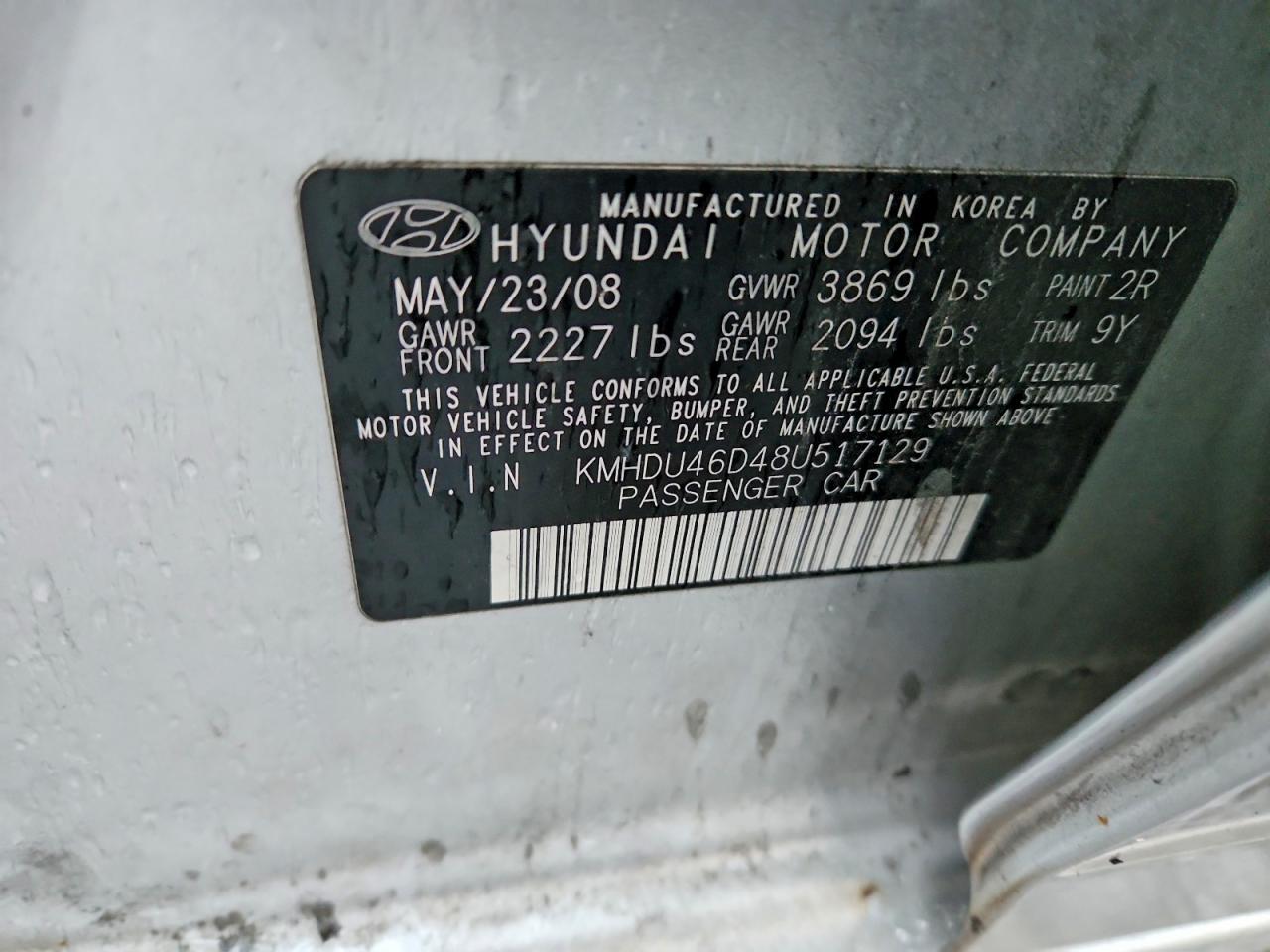 2008 HYUNDAI ELANTRA GLS photo 12
