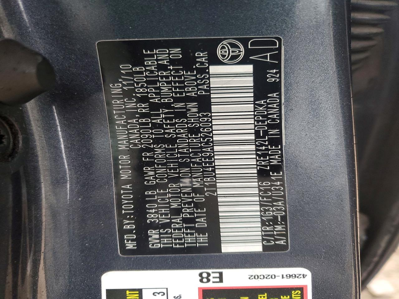 2010 TOYOTA COROLLA BASE photo 23