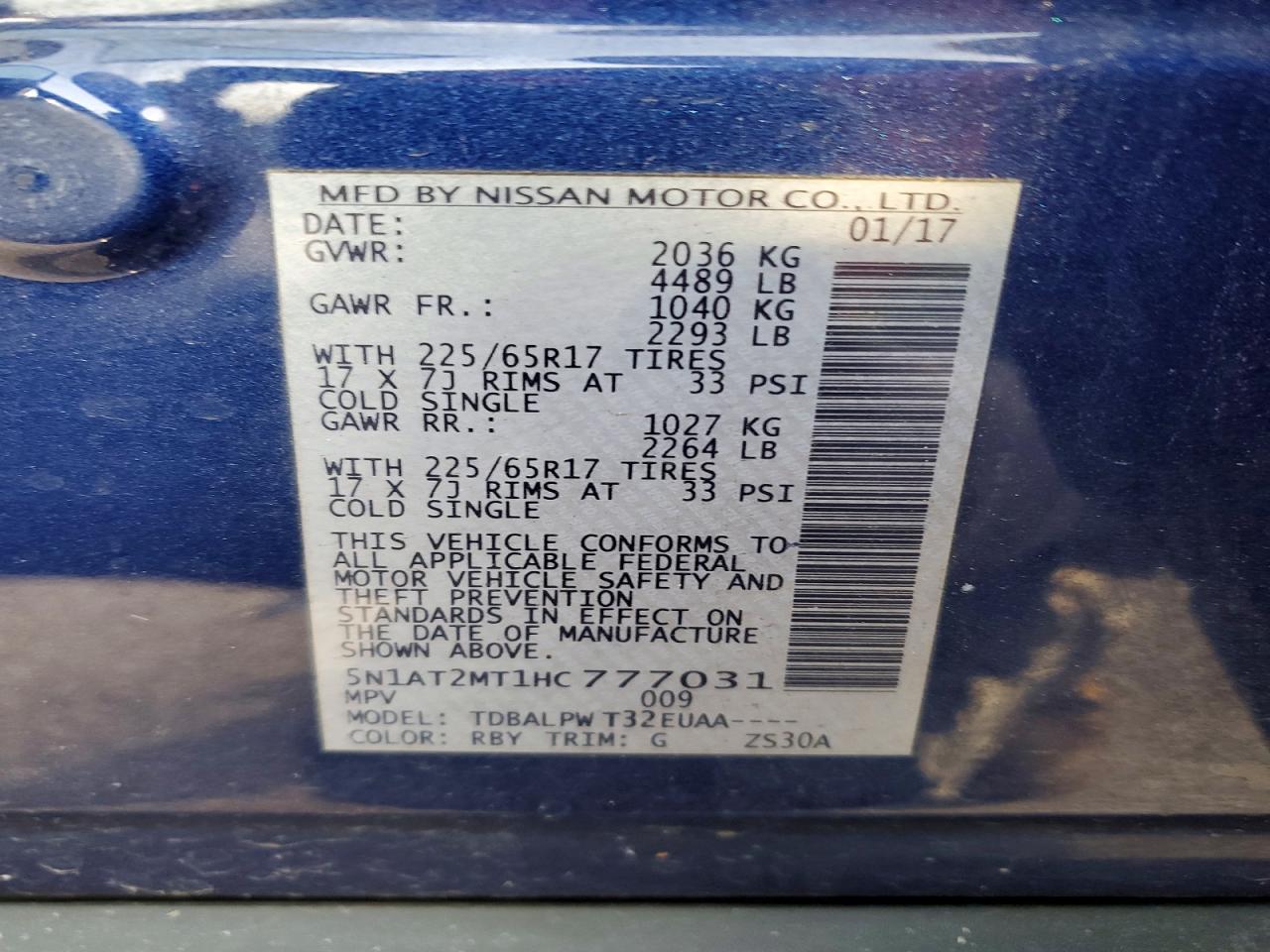 2017 NISSAN ROGUE S photo 37
