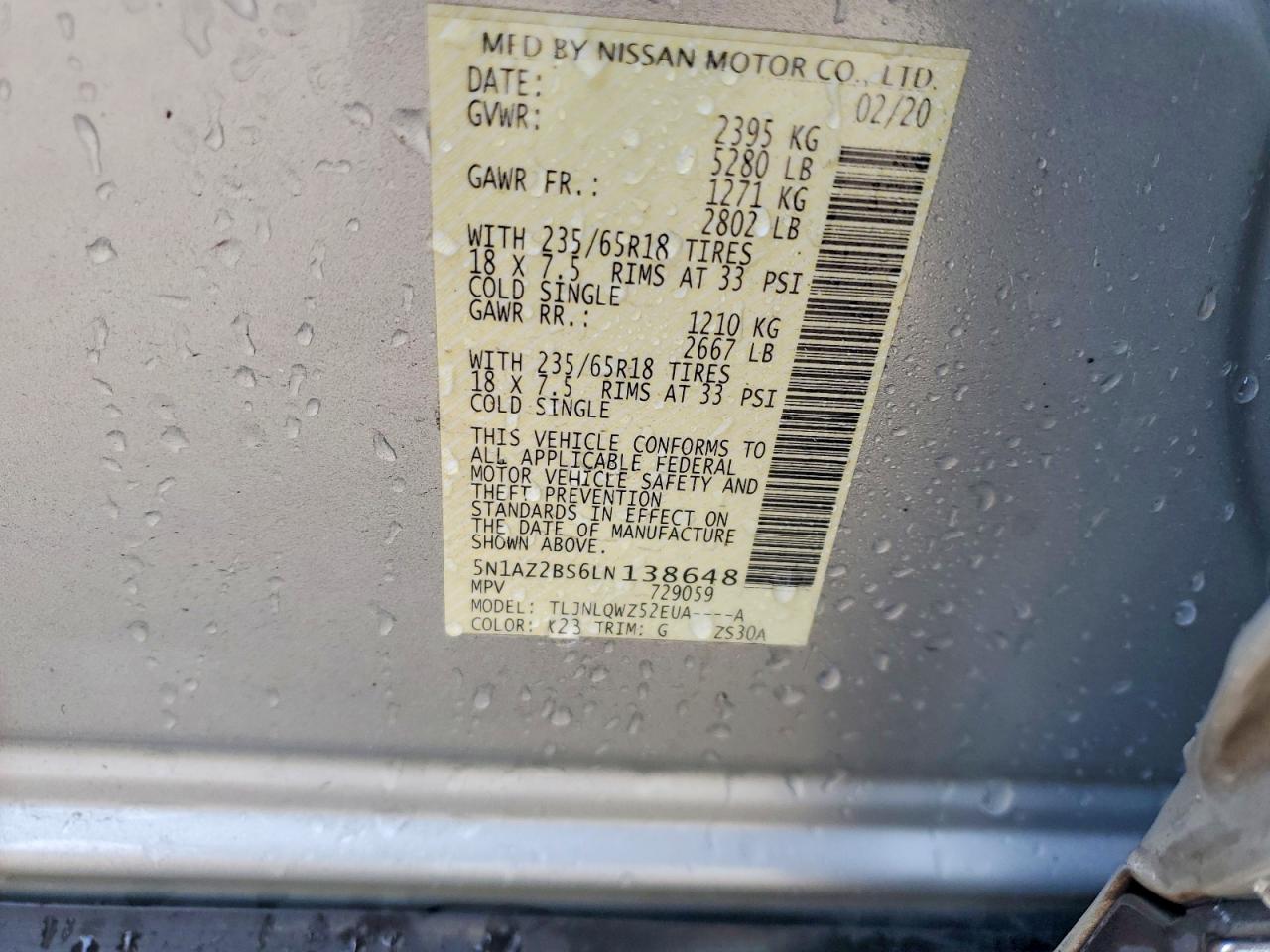 2020 NISSAN MURANO SV photo 37
