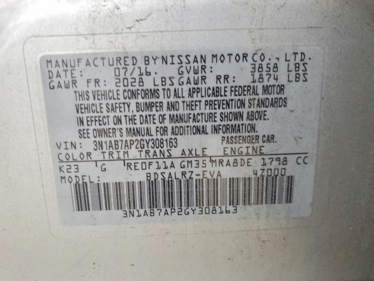 2016 NISSAN SENTRA S photo 13