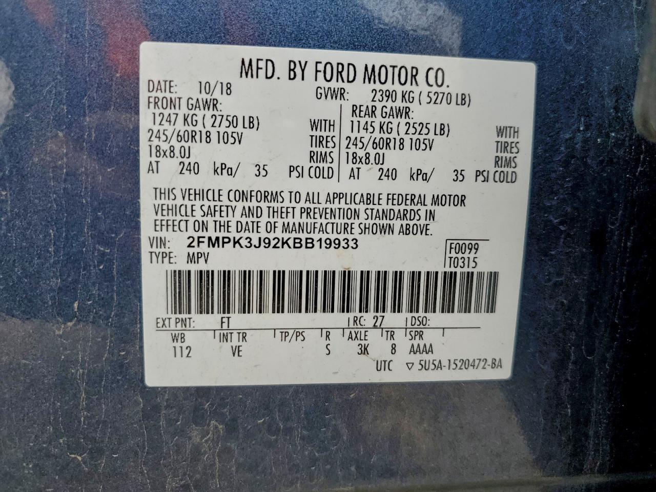 2019 FORD EDGE SEL photo 13