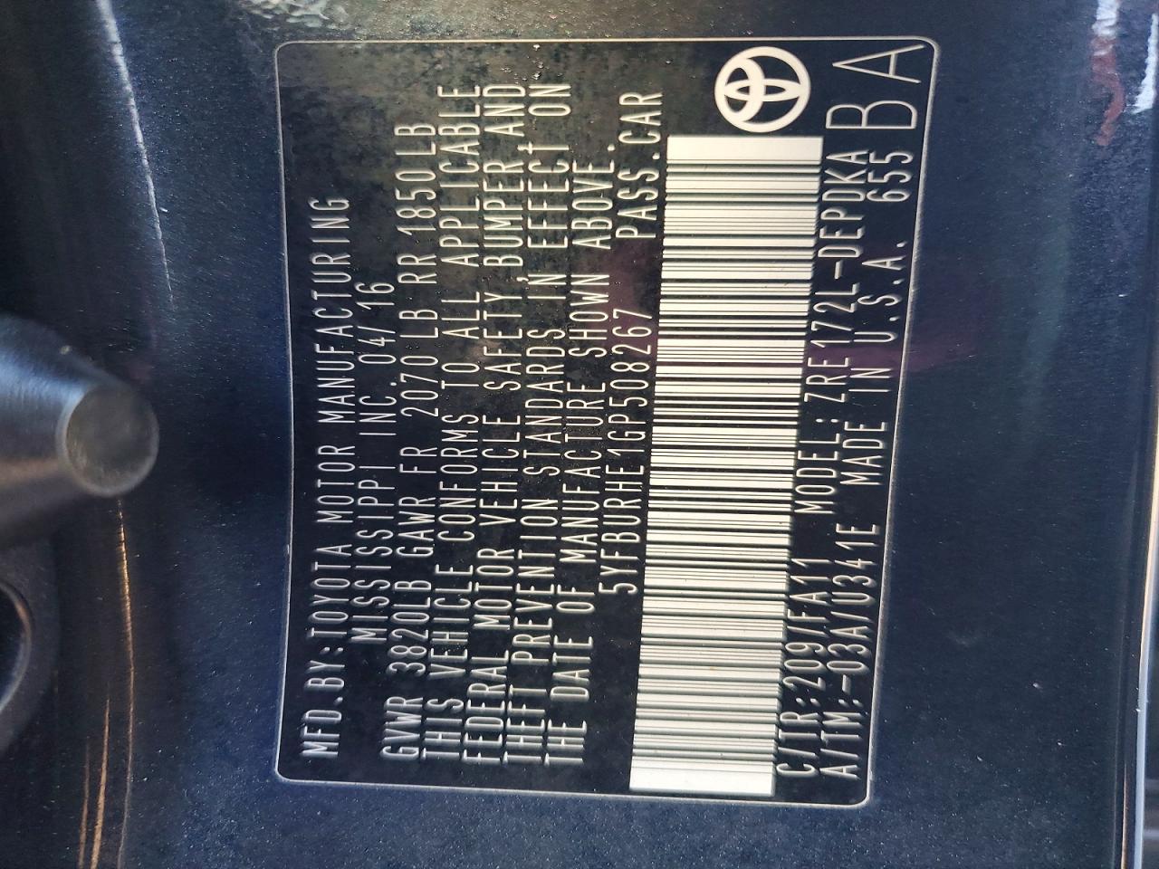 2016 TOYOTA COROLLA L photo 23