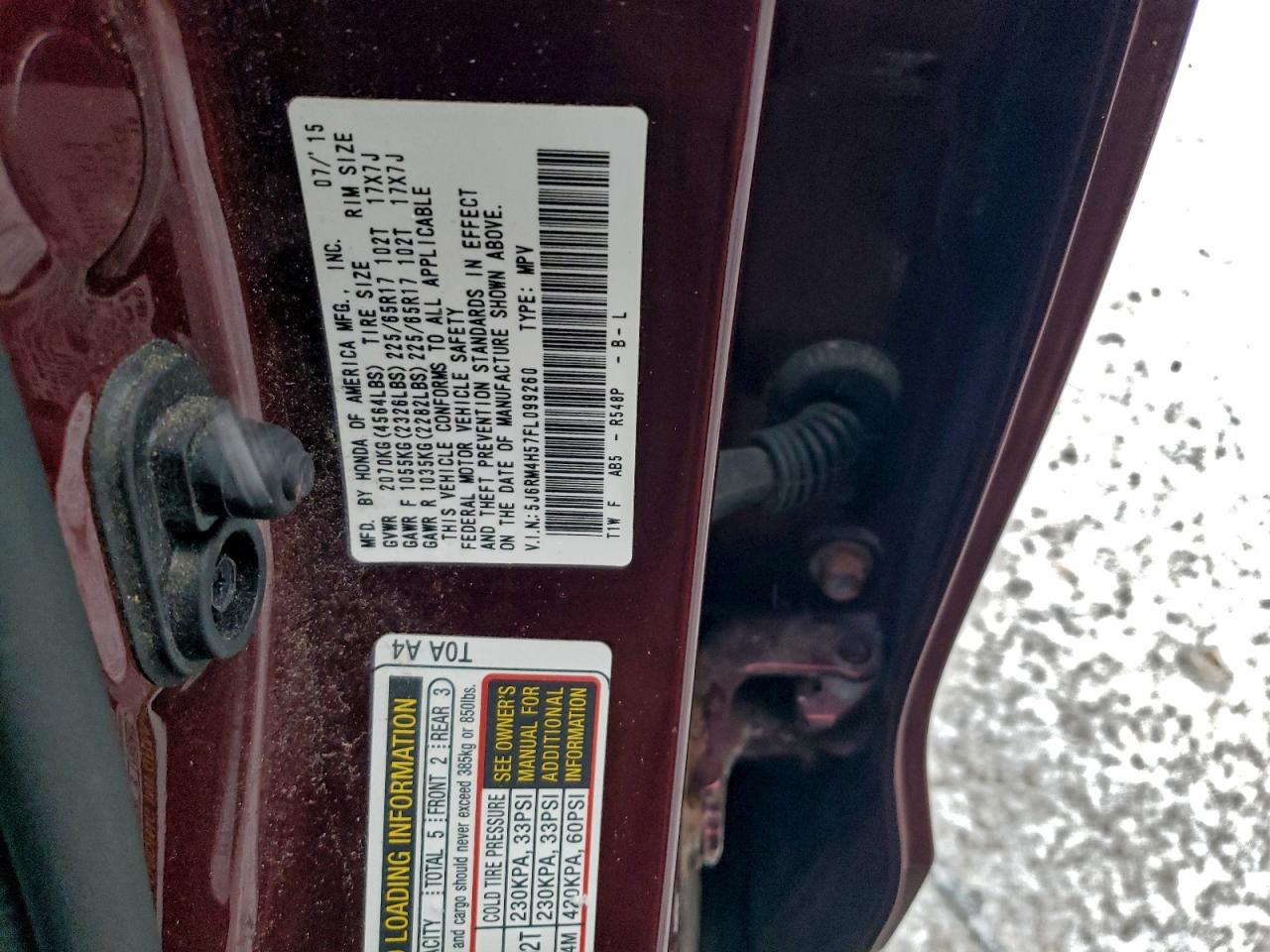 2015 HONDA CR-V EX photo 13